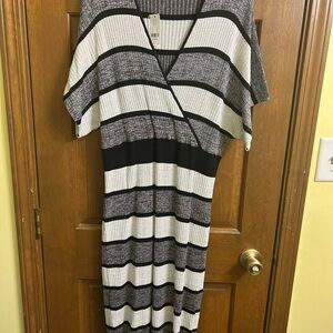 Striped Black and Gray Knit Dress